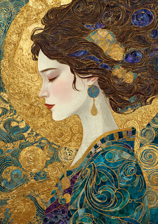Sticker Sheet / Greeting Card – Woman Portrait in Klimt Style Full Cat. No. 9416