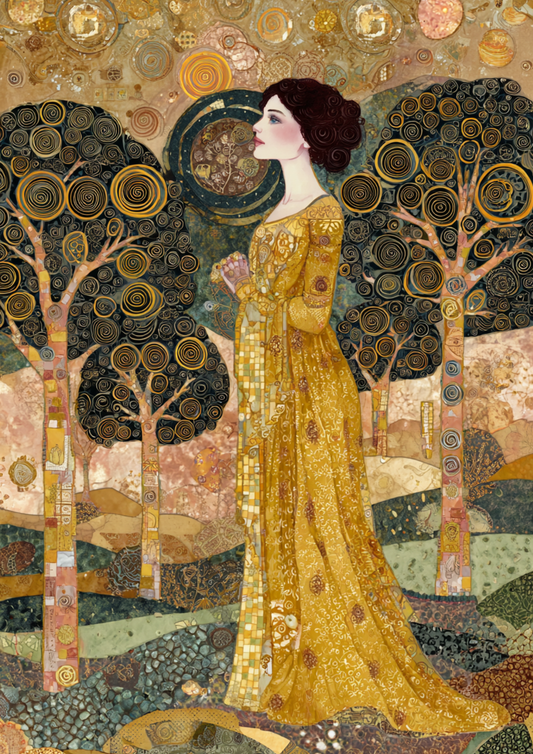 Sticker Sheet / Greeting Card – Woman in Klimt Style Full Cat. No. 9417