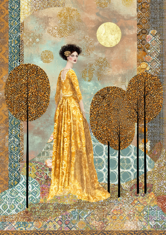 Sticker Sheet / Greeting Card – Woman in Klimt Style Full Cat. No. 9418