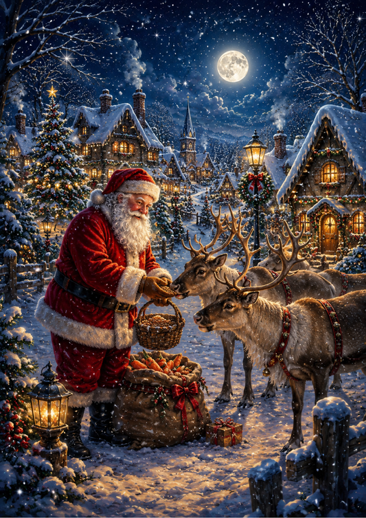 Sticker Sheet / Greeting Card – Santa's Visit in Village Full Cat. No. 9433