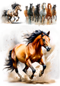 Sticker Sheet / Greeting Card – Galloping Horses Collage Cat. No. 9443