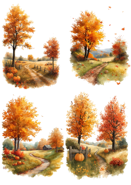 Sticker Sheet / Greeting Card – Autumn Landscapes Collage Cat. No. 9466