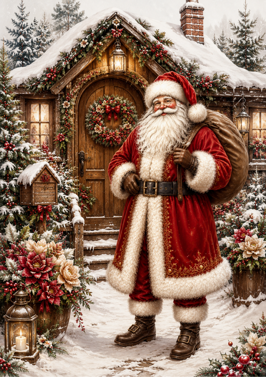 Sticker Sheet / Greeting Card – Santa Clause in the Village Full Cat. No. 9475