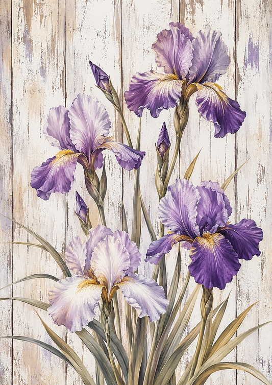 Sticker Sheet / Greeting Card – Iris on Wooden Desk Full Cat. No. 9480