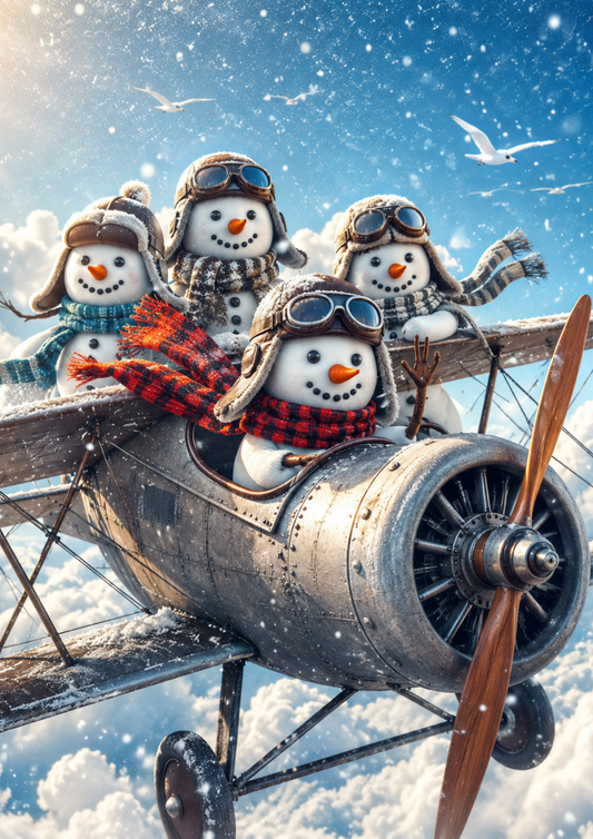Sticker Sheet / Greeting Card – Snowman Plane Journey Full Cat. No. 9509