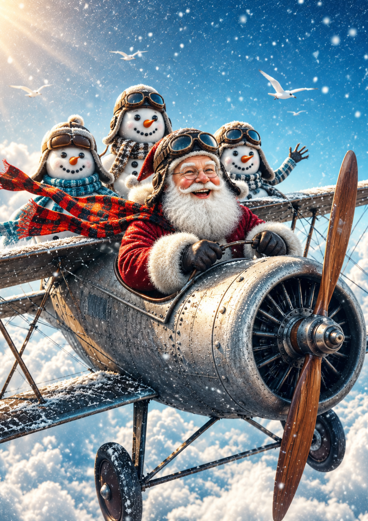 Sticker Sheet / Greeting Card – Santa Clause Journey by Plane Full Cat. No. 9510