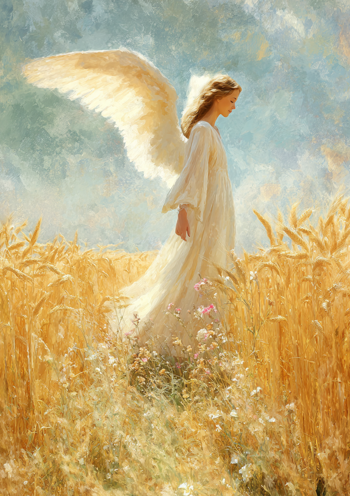 Sticker Sheet / Greeting Card – Angel in the Wheat Field Full Cat. No. 9513
