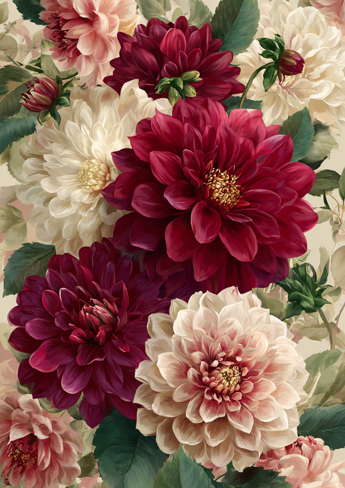 Sticker Sheet / Greeting Card – Burgundy Dahlias Full Cat. No. 9520