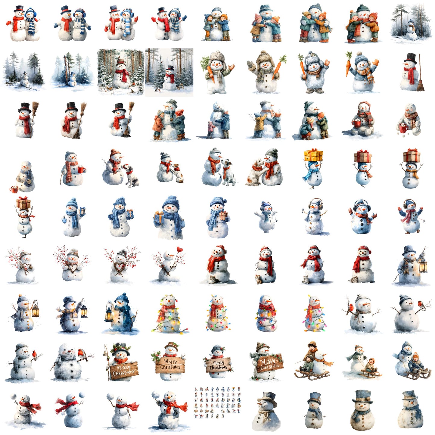 Watercolor Christmas Mega Clipart Bundle – 850+ PNG Designs with Transparent Background