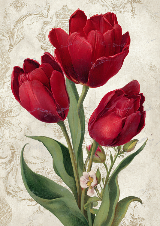 Sticker Sheet / Greeting Card – Red Tulips Full Cat. No. 9529