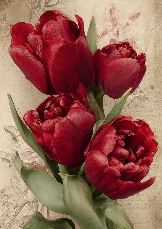 Sticker Sheet / Greeting Card – Burgundy Tulips Full Cat. No. 9531