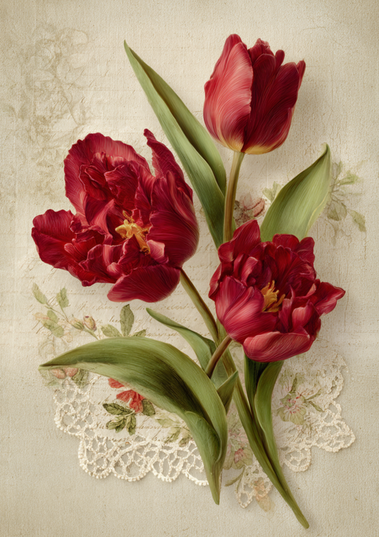 Sticker Sheet / Greeting Card – Burgundy Tulips Full Cat. No. 9532