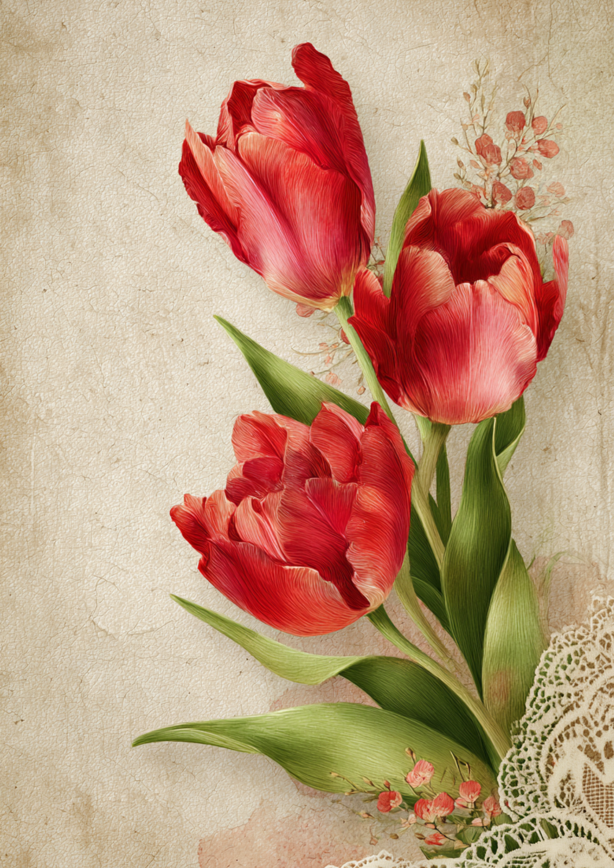 Sticker Sheet / Greeting Card – Spring Red Tulips Full Cat. No. 9534