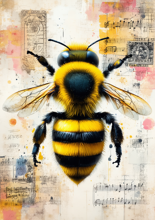 Sticker Sheet / Greeting Card – Bee on Vintage Background Full Cat. No. 9537