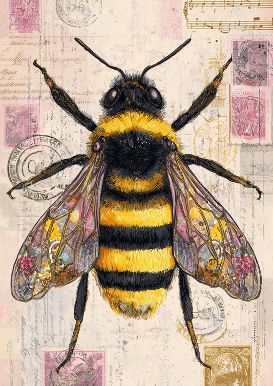 Sticker Sheet / Greeting Card – Bee on Vintage Background Full Cat. No. 9538