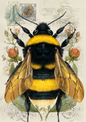 Sticker Sheet / Greeting Card – Bee on Vintage Background Full Cat. No. 9539