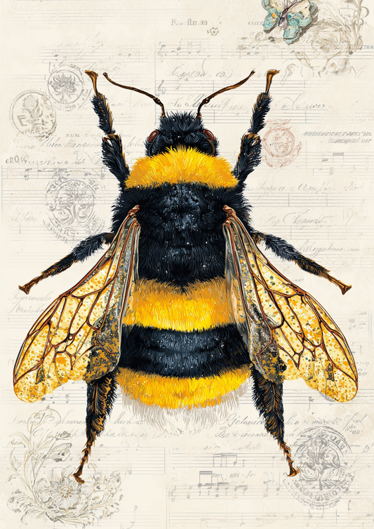 Sticker Sheet / Greeting Card – Bee on Vintage Background Full Cat. No. 9540