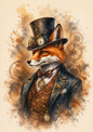 Sticker Sheet / Greeting Card – Steampunk Fox Portrait Full Cat. No. 9544
