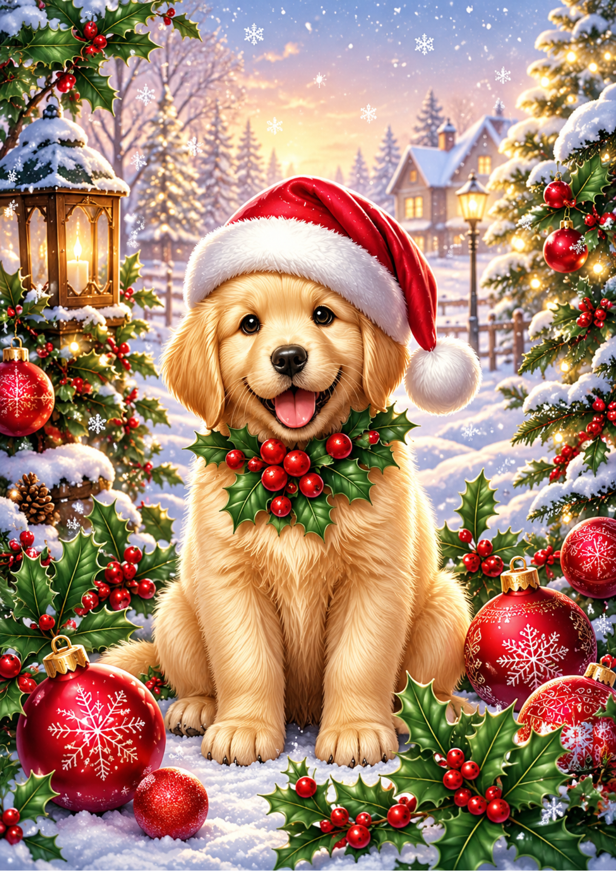 Sticker Sheet / Greeting Card – Festive Cute Labrador Full Cat. No. 9548