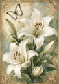 Sticker Sheet / Greeting Card – White Lily & Butterfly Full Cat. No. 9556