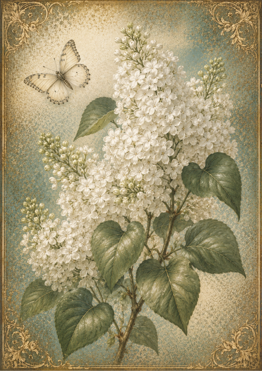 Sticker Sheet / Greeting Card – White Lilac & Butterfly Full Cat. No. 9559