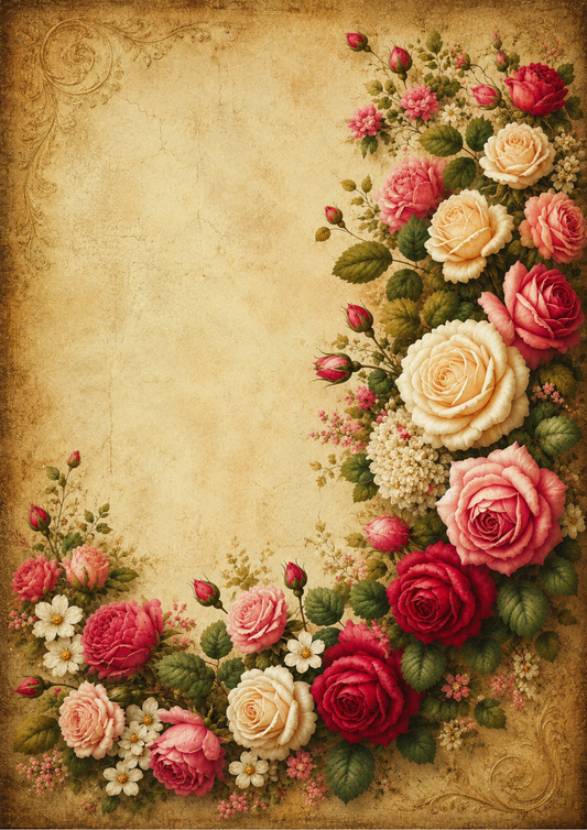 Sticker Sheet / Greeting Card – Vintage Red Roses Garland Full Cat. No. 9562