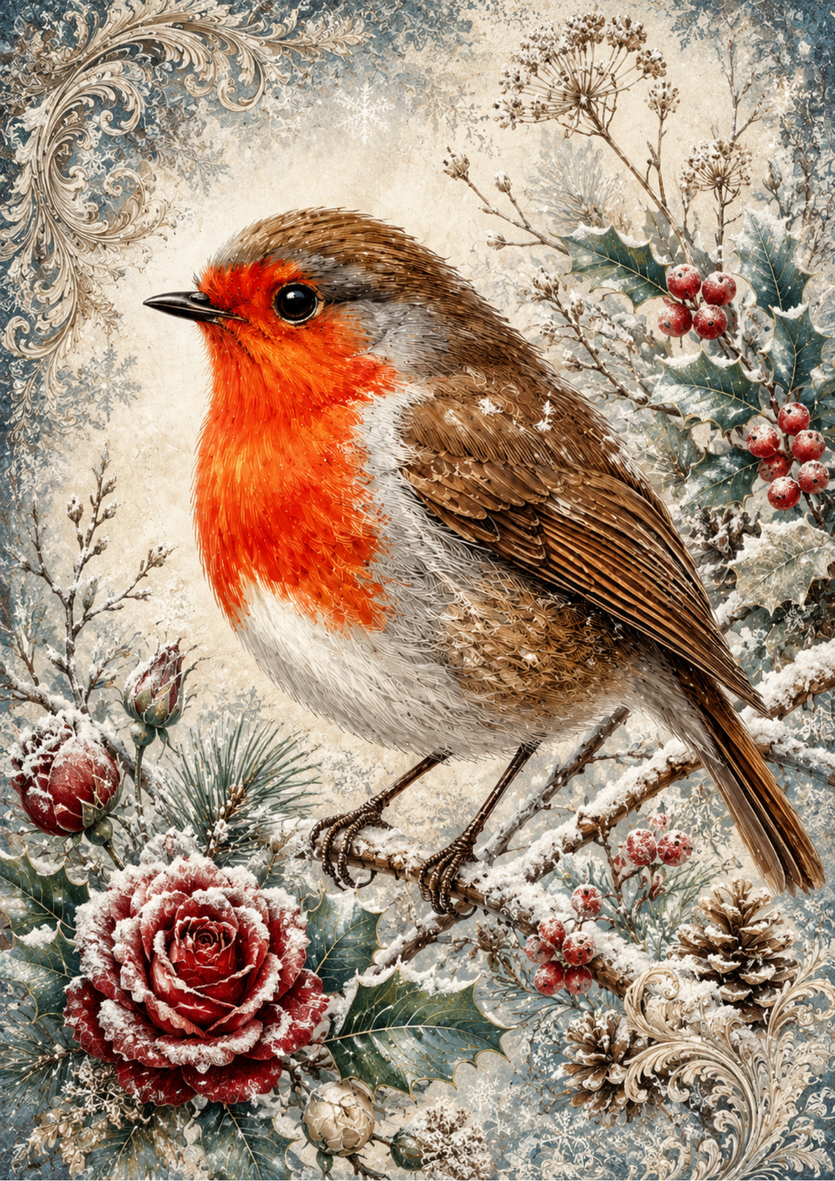 Sticker Sheet / Greeting Card – Winter Red Robin Full Cat. No. 9576