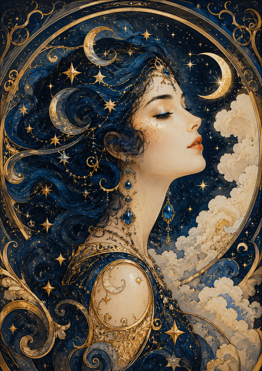 Sticker Sheet / Greeting Card – New Moon Woman Portrait Full Cat. No. 9581