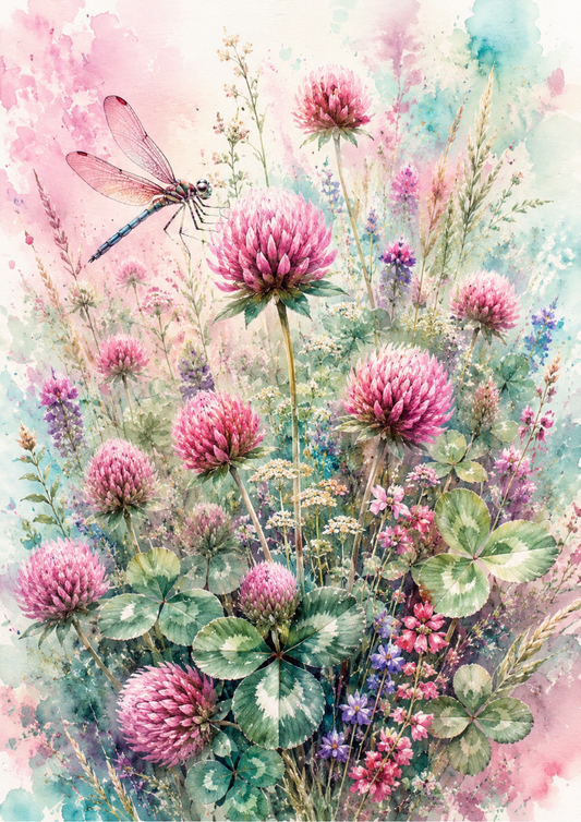 Sticker Sheet / Greeting Card – Summer Meadow & Dragonfly Full Cat. No. 9587