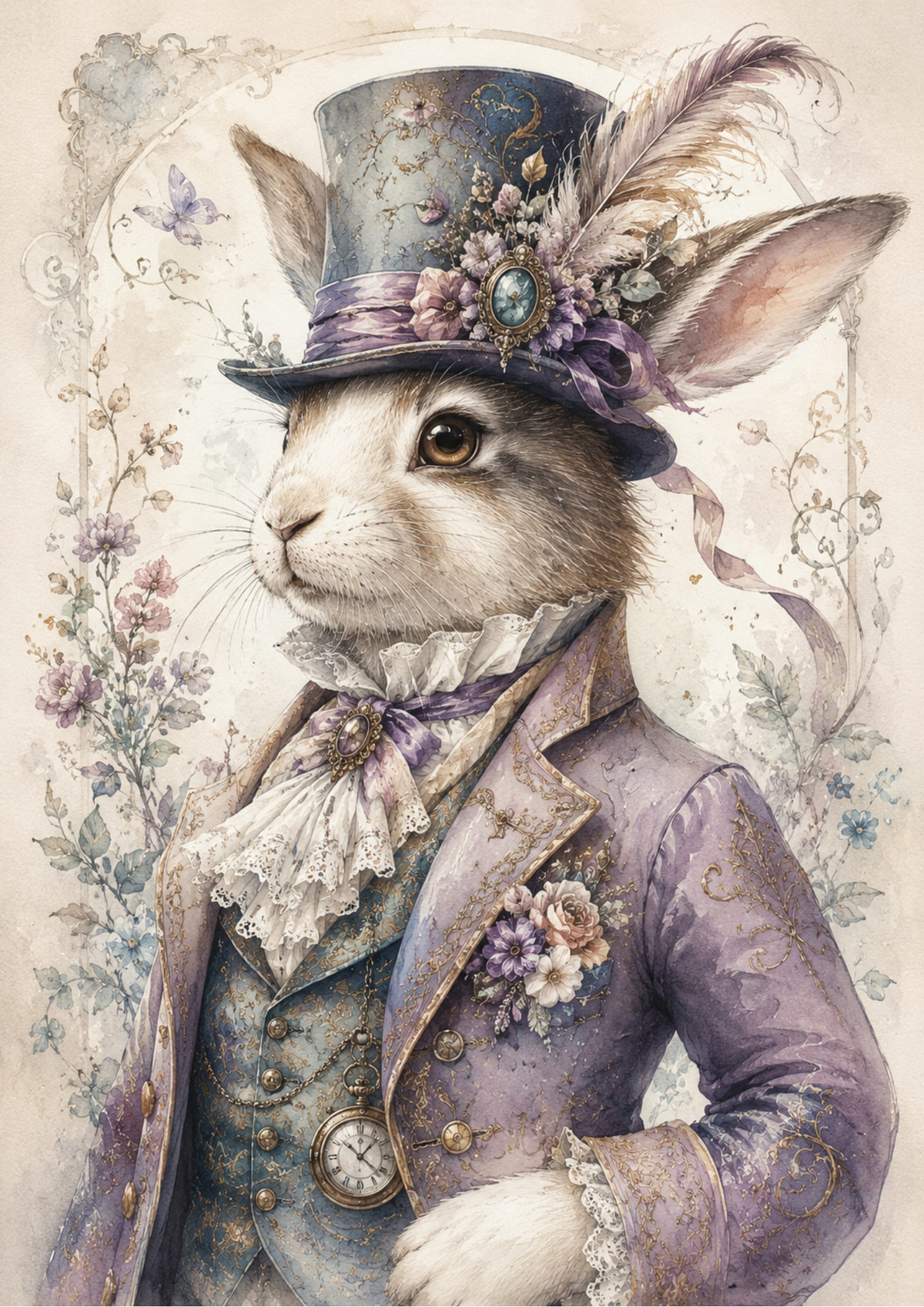 Sticker Sheet / Greeting Card – White Rabbit Portrait Full Cat. No. 9591