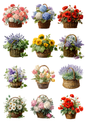 Sticker Sheet / Greeting Card – Floral Baskets Collage Cat. No. 9600