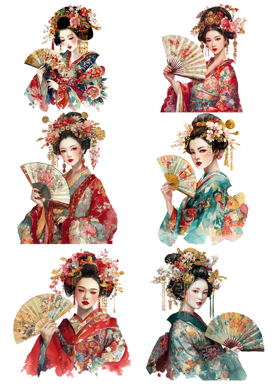 Sticker Sheet / Greeting Card – Beautiful Geisha Collage Cat. No. 9604
