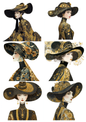 Sticker Sheet / Greeting Card – Woman in Klimt Style / Dark Edition / Collage Cat. No. 9608