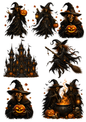 Sticker Sheet / Greeting Card – Halloween Scary Witch Collage Cat. No. 9612