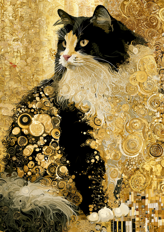 Sticker Sheet / Greeting Card – Cat Portrait in Klimt Style Full Cat. No. 9615