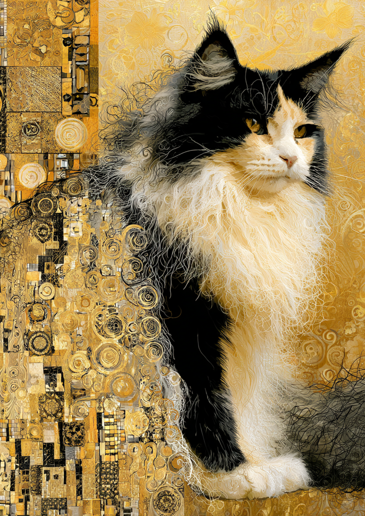 Sticker Sheet / Greeting Card – Cat in Klimt Style Full Cat. No. 9618