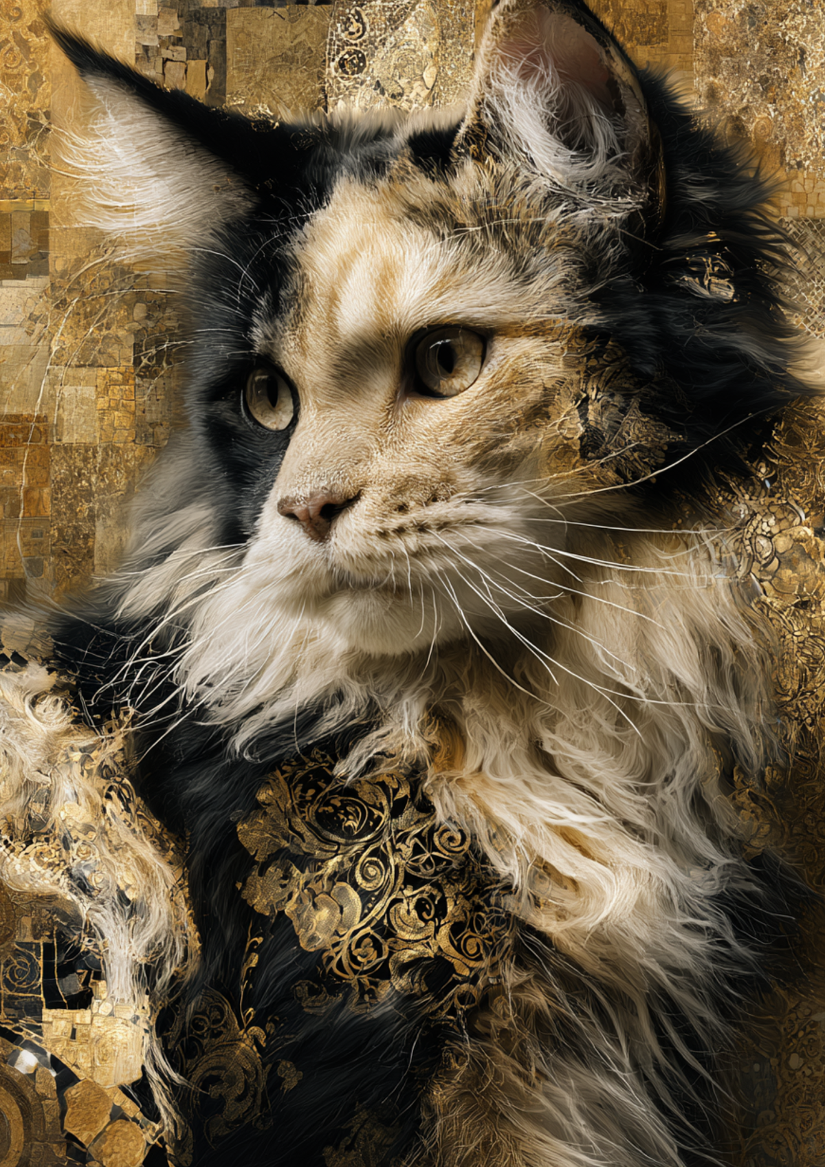 Sticker Sheet / Greeting Card – Cat in Klimt Style Full Cat. No. 9624