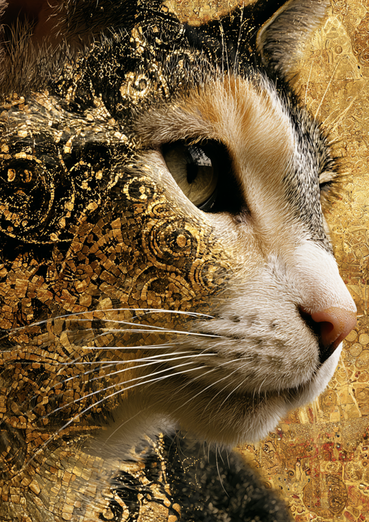 Sticker Sheet / Greeting Card – Cat in Klimt Style Full Cat. No. 9625