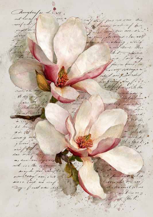 Sticker Sheet / Greeting Card – Pink Magnolia Flowers Full Cat. No. 9627