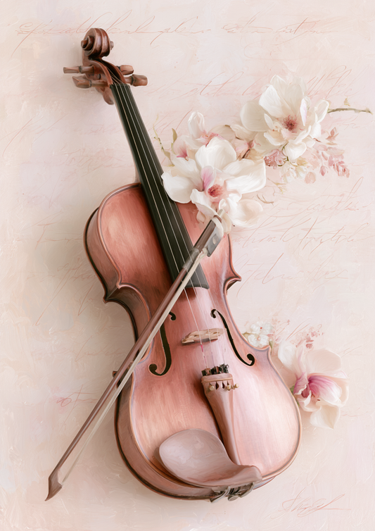 Sticker Sheet / Greeting Card – Romantic Violin - Instrument Motif Full Cat. No. 9633