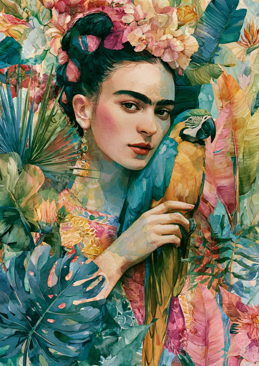 Sticker Sheet / Greeting Card – Frida Kahlo & Parrot Full Cat. No. 9635