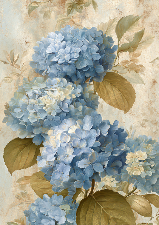 Sticker Sheet / Greeting Card – Blue Hydrangea Flowers Full Cat. No. 9639