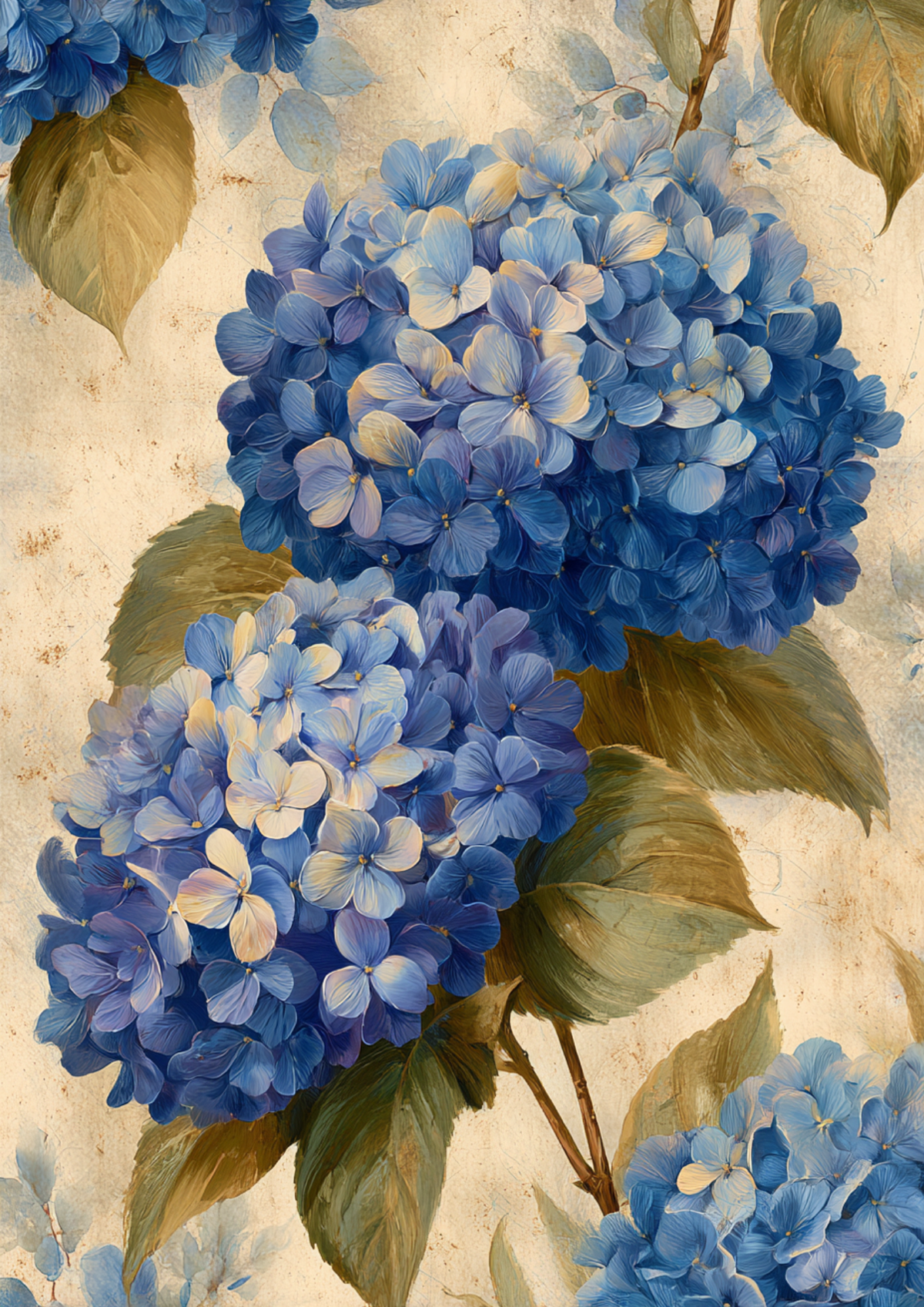 Sticker Sheet / Greeting Card – Blue Hydrangea Flowers Full Cat. No. 9641