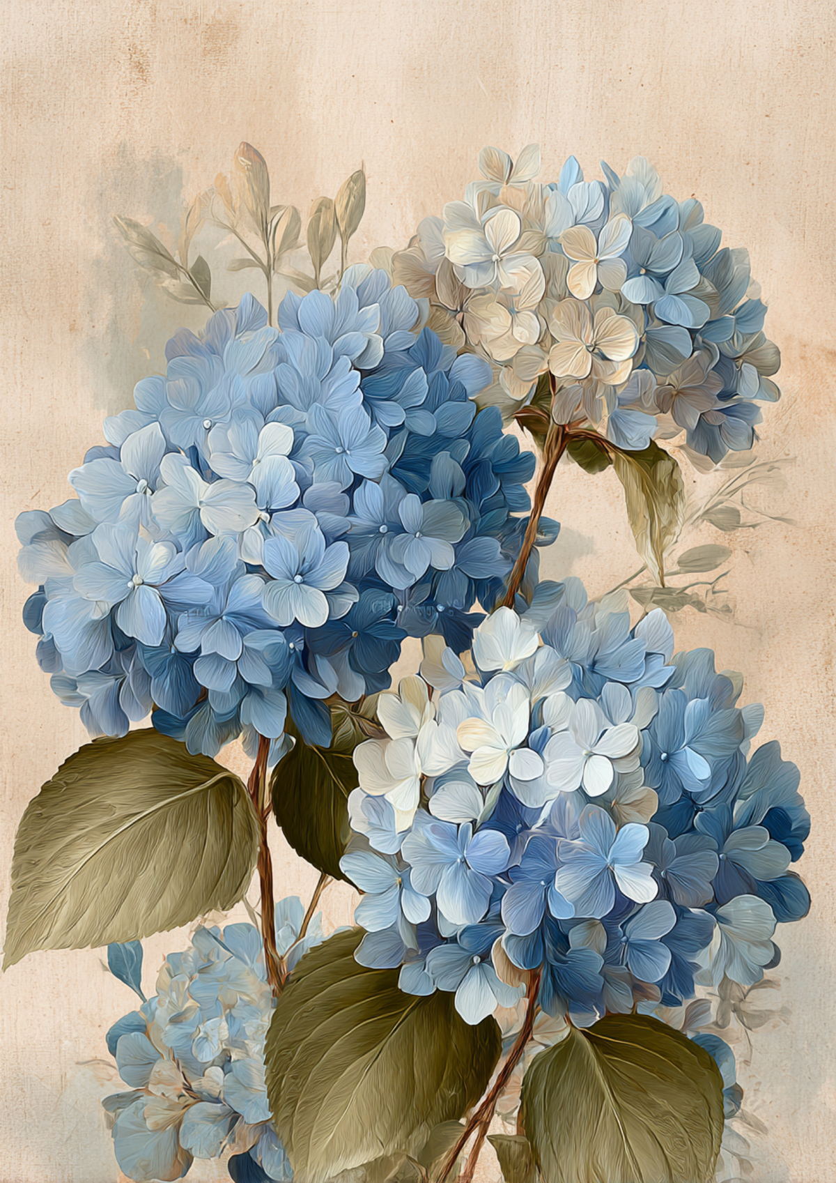 Sticker Sheet / Greeting Card – Blue Hydrangea Background Full Cat. No. 9643