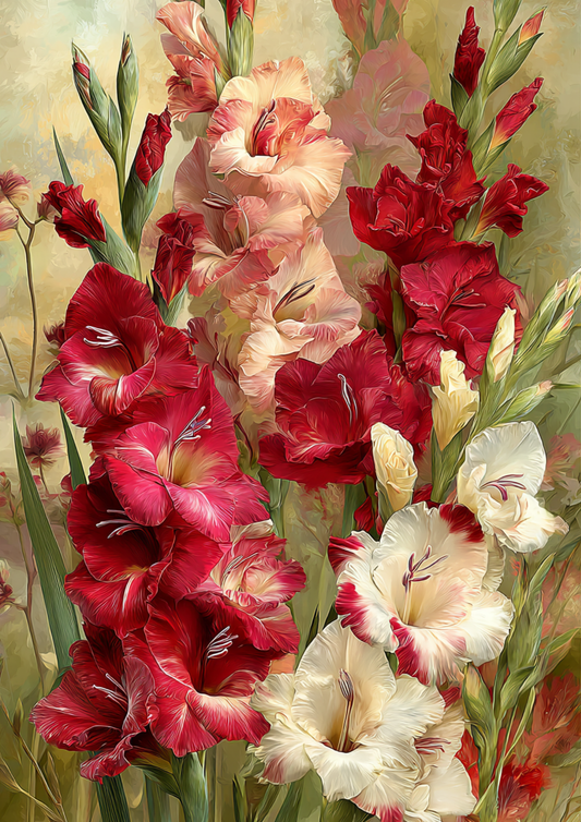 Sticker Sheet / Greeting Card – Bouquet of Gladioli Flowers Full Cat. No. 9644