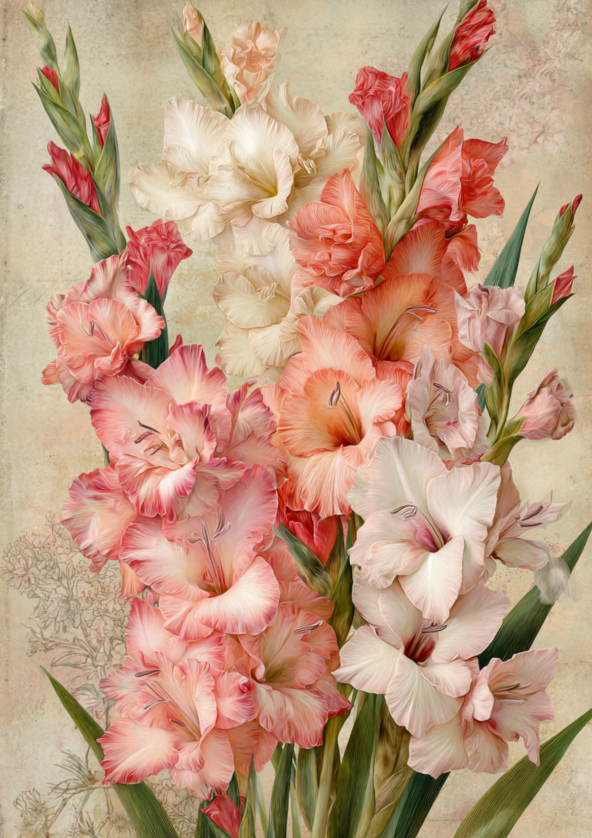 Sticker Sheet / Greeting Card – Beautiful Gladioli Flowers Full Cat. No. 9647