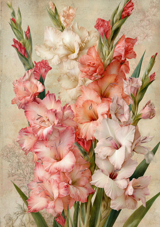 Sticker Sheet / Greeting Card – Beautiful Gladioli Flowers Full Cat. No. 9647