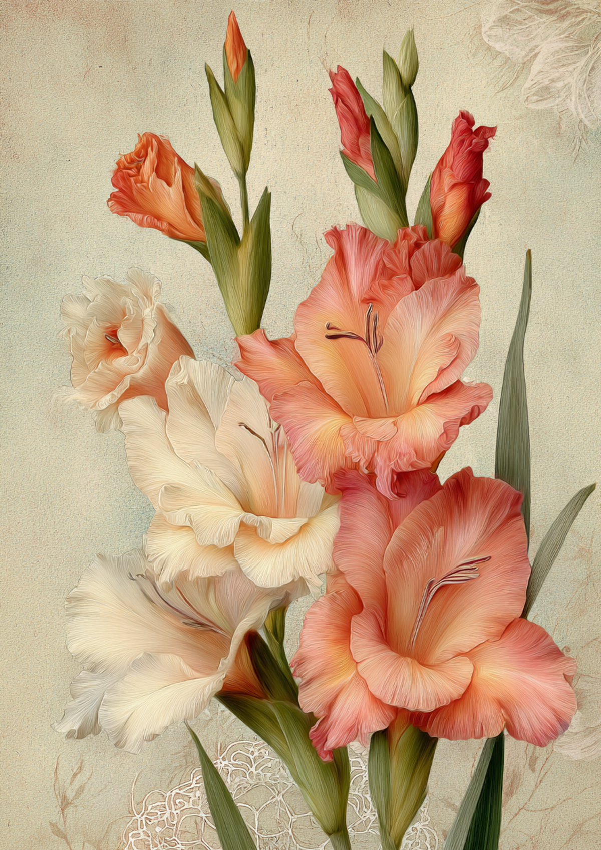 Sticker Sheet / Greeting Card – Beautiful Gladioli Flowers Full Cat. No. 9648