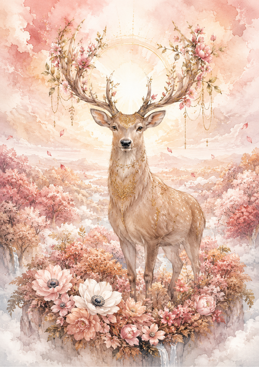 Sticker Sheet / Greeting Card – Deer in Shabby Chic Full Cat. No. 9655