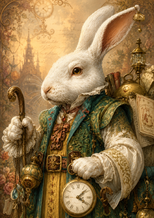 Sticker Sheet / Greeting Card – White Rabbit from Wonderland Full Cat. No. 9660